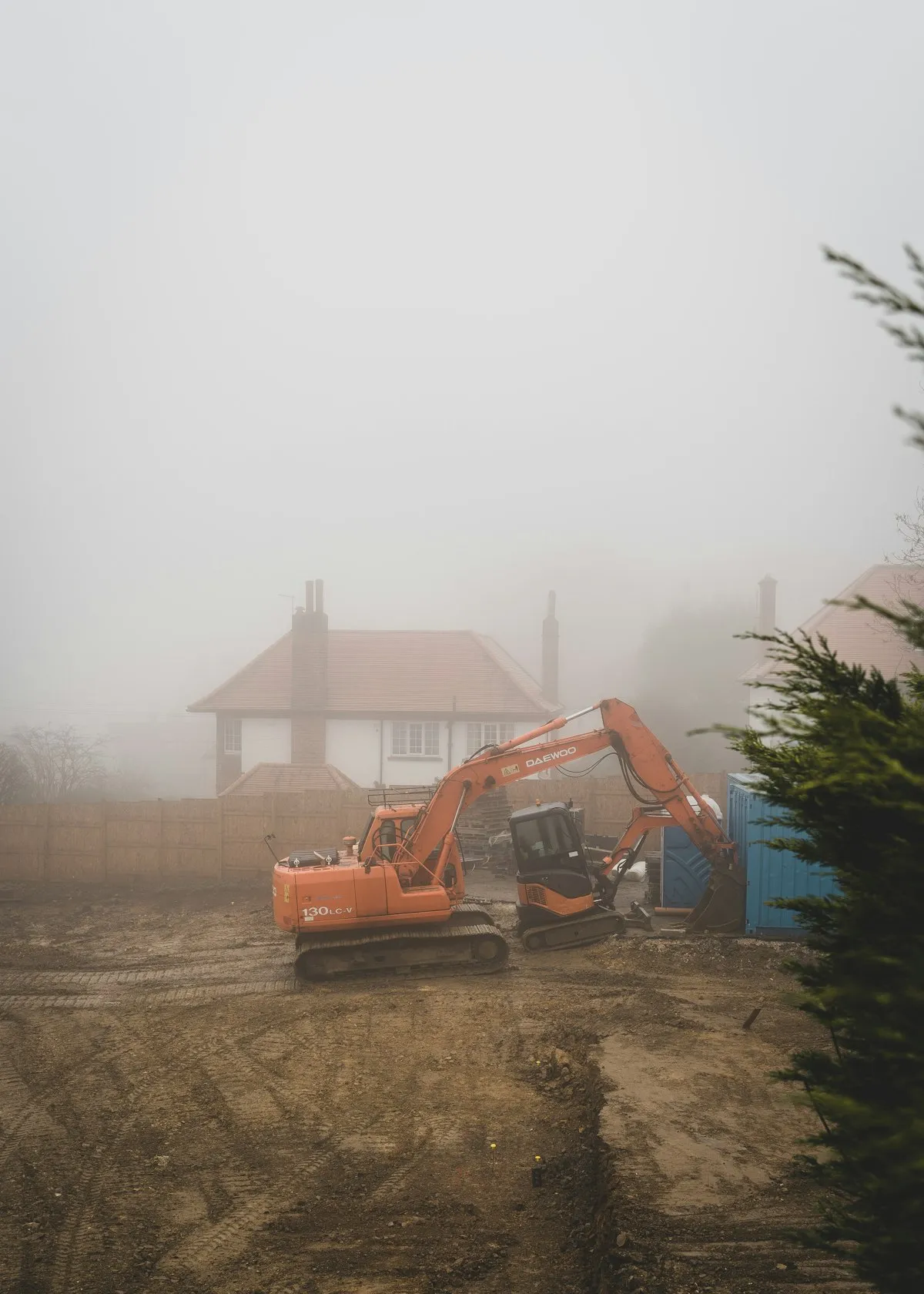 A house construction site being prepared